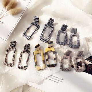 Plaid Geometric Statement Earring