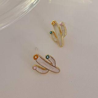 Cactus Sterling Silver Ear Stud 1 Pair - Silver Needle - One Size
