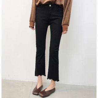 Scallop Hem Boot Cut Jeans
