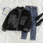 Faux-leather Fleece Jacket / Slim-fit Jeans
