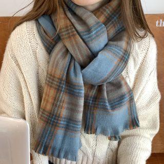 Plaid Scarf Blue & Orange - One Size