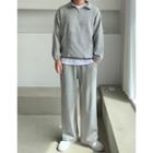 Set: Kangaroo Anorak Sweatshirt + Drawstring-hem Pants