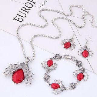 Set: Beetle Necklace + Hook Earring + Bracelet