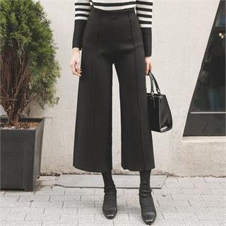 Band-waist Seam-front Knit Pants