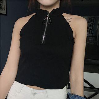 Sleeveless Halter Plain Slim Tank Top