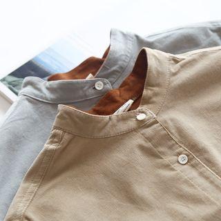 Corduroy Long-sleeve Stand-collar Blouse