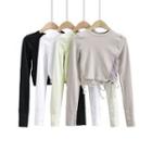 Long-sleeve Tie-side Cropped Top