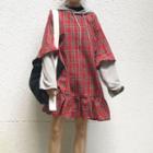 Mock Two- Pieces Plaid Dress