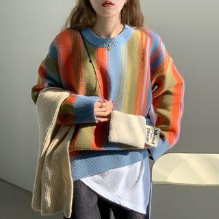 Striped Sweater Blue & Orange & Green - One Size