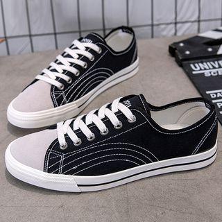 Canvas Curve Stitch Lace-up Sneakers