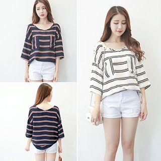 Stripe V-neck Top