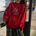Graphic Embroidered Sweatshirt Red - One Size