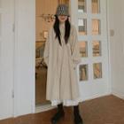 Puff-sleeve Midi Shirtdress Dress - Beige - One Size