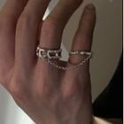 Sterling Silver Hollow Chain Strap Ring J2928 - Silver - One Size