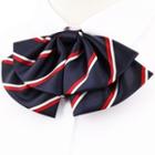 Striped Ribbon Bow Tie Stripes - Navy Blue & Red & White - One Size
