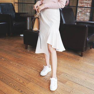 Asymmetric Ruffle-hem Long Dress