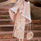 Set: Hood Cape + Floral Qipao