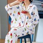 Loungewear Set : Long-sleeve Numbering Shirt + Pants