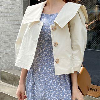 Wide-collar 3/4-sleeve Jacket