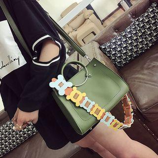 Faux-leather Hoop-accent Shoulder Bag