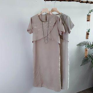 Short-sleeve Paneled Midi Shift Dress