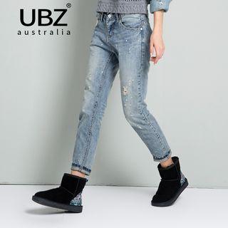 Floral Print Panel Snow Boots