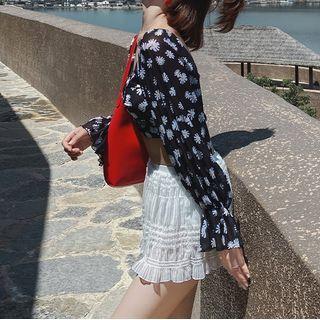 Set: Floral Swim Top + Button + Skirt