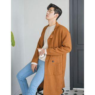 Double-breasted Long Knit Coat