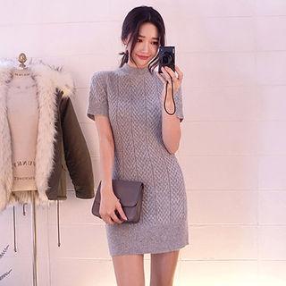 Wool Blend Mini Cable-knit Dress