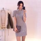 Wool Blend Mini Cable-knit Dress