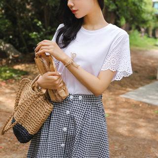 Eyelet-lace Sleeve T-shirt