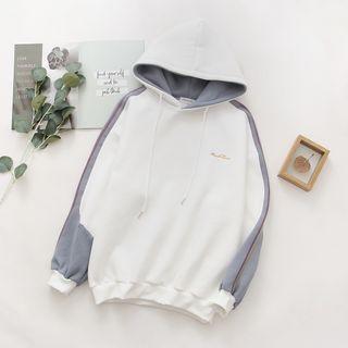Lettering Paneled Hoodie White - One Size