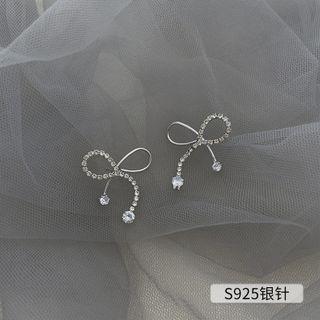 Bow Rhinestone Alloy Earring Stud Earring - 1 Pair - Silver - One Size