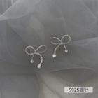 Bow Rhinestone Alloy Earring Stud Earring - 1 Pair - Silver - One Size
