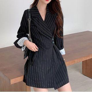 Long-sleeve Striped Coat Dress