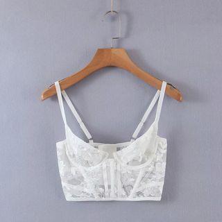 Embroidered Floral Cropped Camisole Top