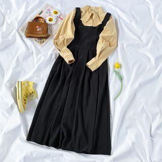 Tie Neck Shirt / Midi Jumper Dress
