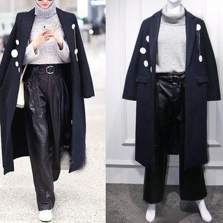 Buttoned Long Coat / Turtleneck Sweater / Pants