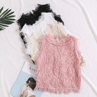 Embossed Lace Sleeveless Top