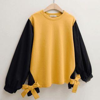 Side Tie Two-tone Pullover