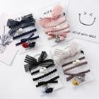 Set Of 4: Faux Pearl Lace Hair Tie (various Designs)