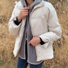 Shirred-sleeve Zip-up Padded Jacket