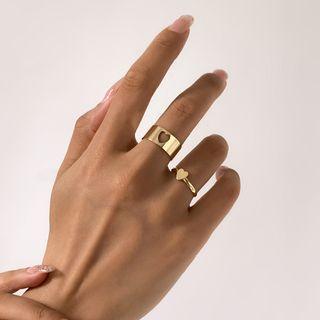 Set Of 2: Heart Alloy Open Ring