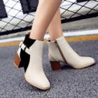 Panel Chunky Heel Ankle Boots