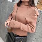 Turtleneck Sleeve-cutout Sweater