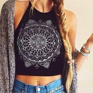 Floral Print Crewneck Camisole Top