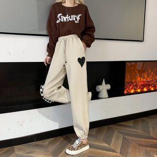 Heart High-waist Straight-leg Jogger Sweatpants