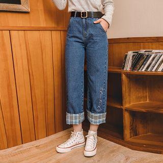 Rocket Embroidered Wide-leg Jeans