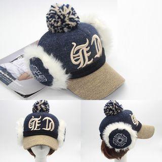 Pompom Baseball Hat With Ear Warmer