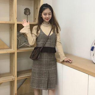 Set: Plaid Camisole Top + A-line Skirt